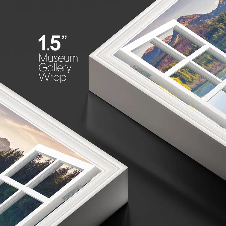 IDEA4WALL Window Scenery Green Peaceful Lake Natural Landscape Photography Pictures Canvas Print Wall Art
