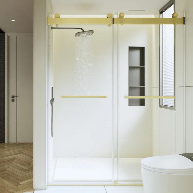 Dimorphos 56-60"W x 76"H Frameless Double Sliding Shower Door with 10mm Tempered Glass Door 11DD161822LL