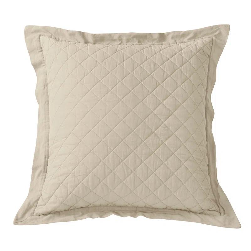 HiEnd Accents Diamond Linen Cotton Quilted Classic Chic Modern Rustic Pillow Sham