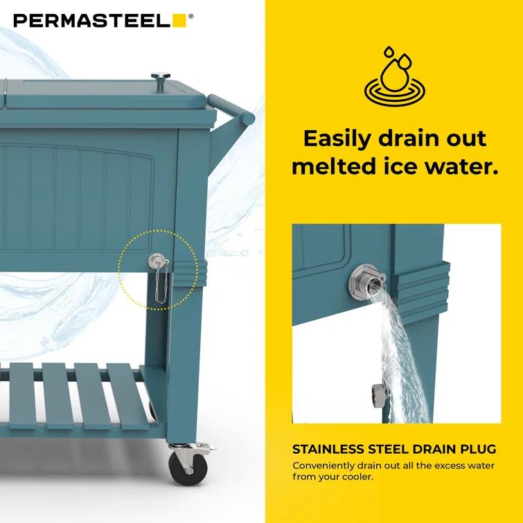 Permasteel 80 Qt. Furniture Style Rolling Patio Cooler