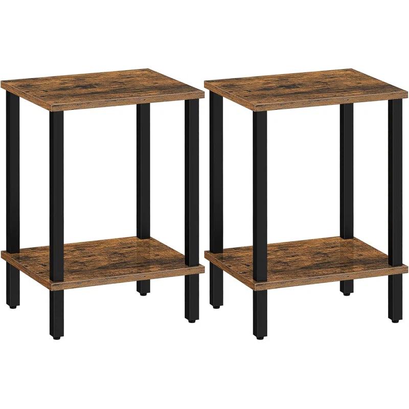The End Table, Set of 2, Side Table, Nightstand, 2-Tier Storage Shelf, Sofa Table for Small Space