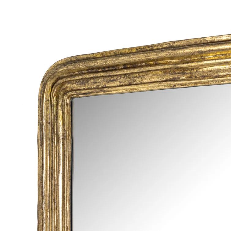 Rectangular Gold Leaf Wood Wall Mirror