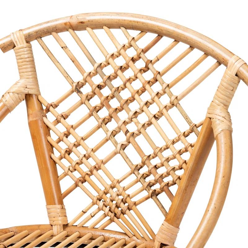 Bayou Breeze Slat Back Rattan Side Chair in Natural Brown (Set of 2)