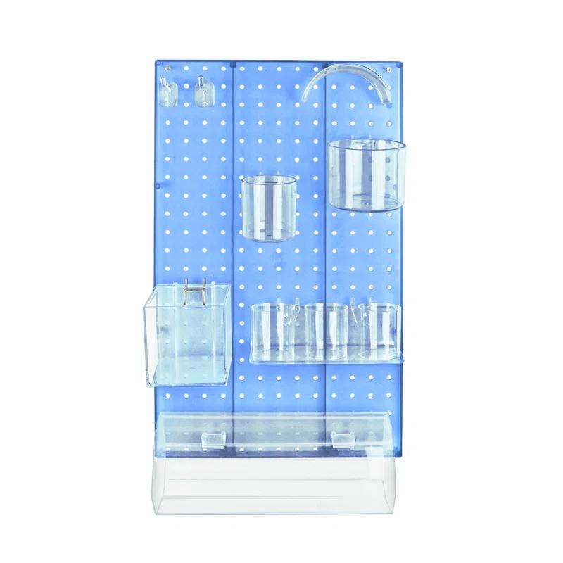 Azar Displays 900940-BLU The DIY Multi-Purpose 10-Piece Pegboard Wall Organizer Kit with One Panel and Accessory Assortment (13.5"W x 22"H)