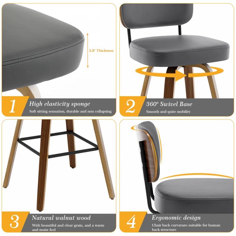 Corrigan Studio® Logreira Swivel Upholstered Counter & Bar Height Stool (Set of 2)