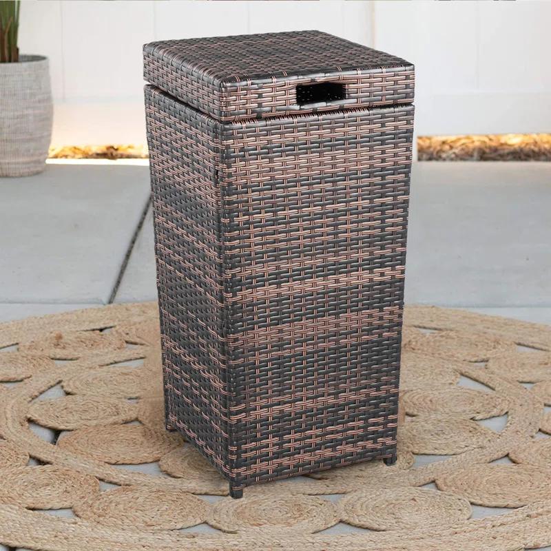 Winado Wicker Manual Lift Outdoor Trash/Recycling Bins - 26.7 Gallons
