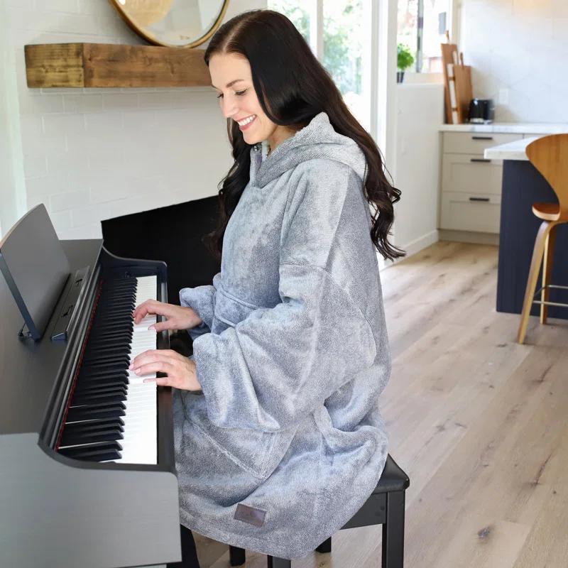 Catalonia Oversized Hoodie Blanket Sweatshirt, Warm Sherpa Giant Pullover with Front Pocket for Men Women