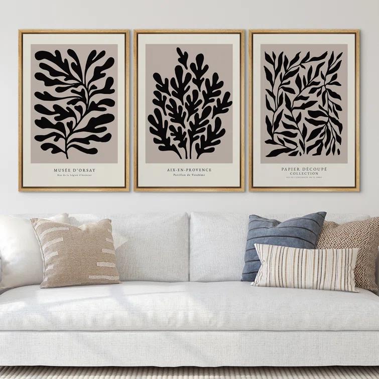 SIGNLEADER " Papier Decoupe Collection French Retro Art Decor Flower Plants " by Henri Matisse 3 - Pieces