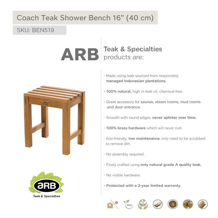 ARB Teak & Specialties Teak Shower Bench & Reviews | Wayfair