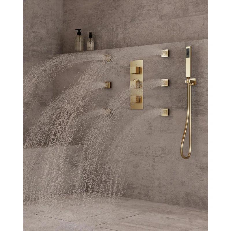 mondawe MD6865-BG Herathena 3 Functions Ceiling Mounted Thermostatic Shower System with 6 Body Jets