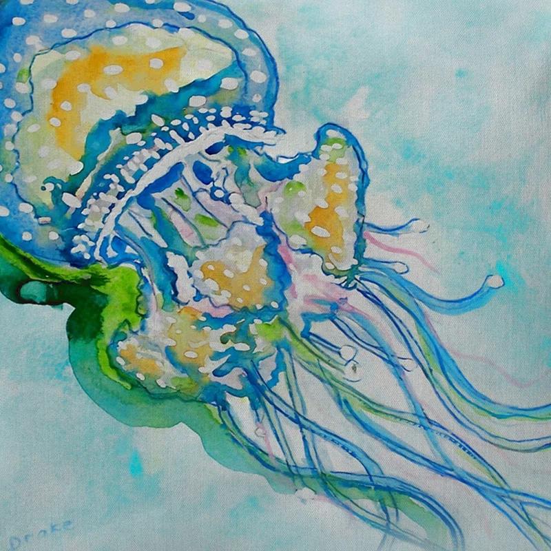 Betsy Drake Interiors Jellyfish Indoor/Outdoor Throw Pillow