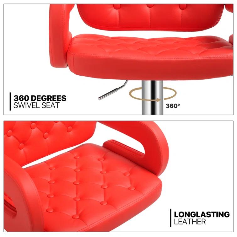 Brayden Studio® Greno Faux Leather Swivel Bar Stools, Adjustable Counter Height Barstools with Backrest and Armrest & Reviews | Wayfair