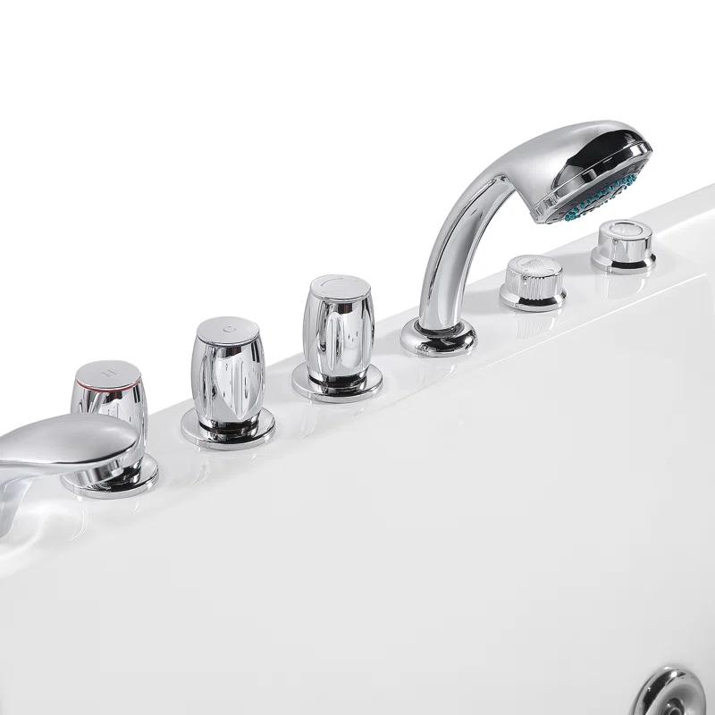 Modern 72'' x 48'' Alcove / Tile In Whirlpool Plastic / Acrylic Bathtub with Faucet