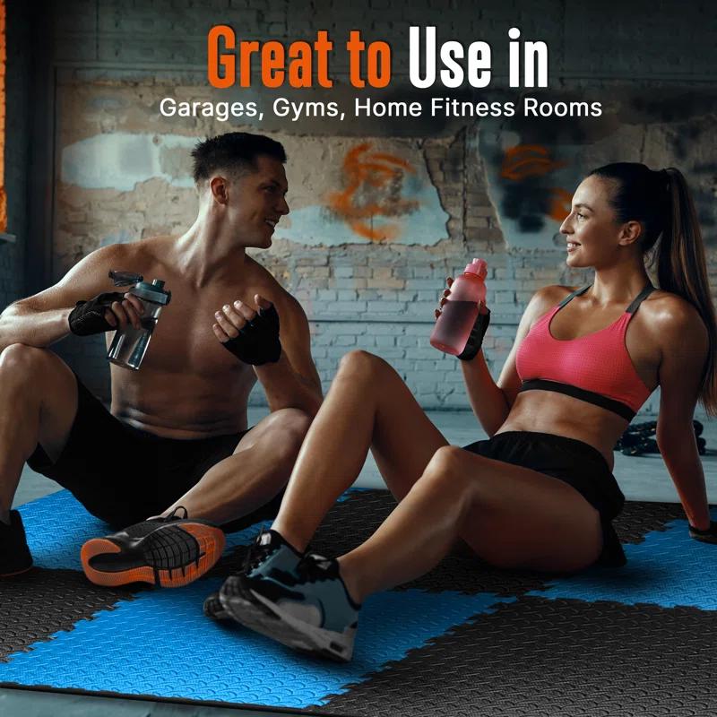 SereneLife Thick Puzzle Exercise Mat, EVA Foam Interlocking Tiles Protective Flooring for Gym Equipment and Cushion (Set of 6)