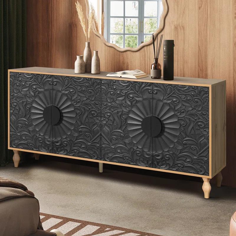 red chair Sideboards with Carved Symmetrical Design Door