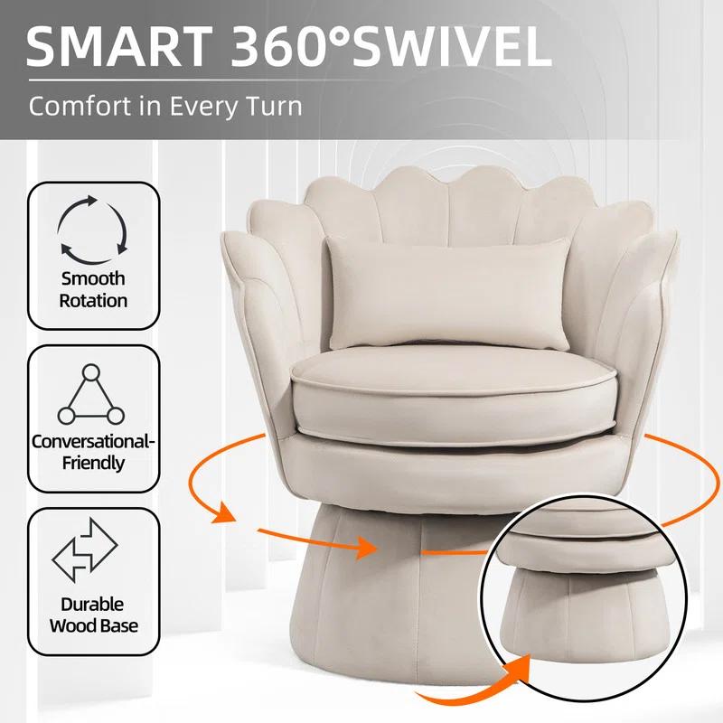 House of Hampton® Upholstered Velvet Swivel Barrel Accent Chair (Set of 2)