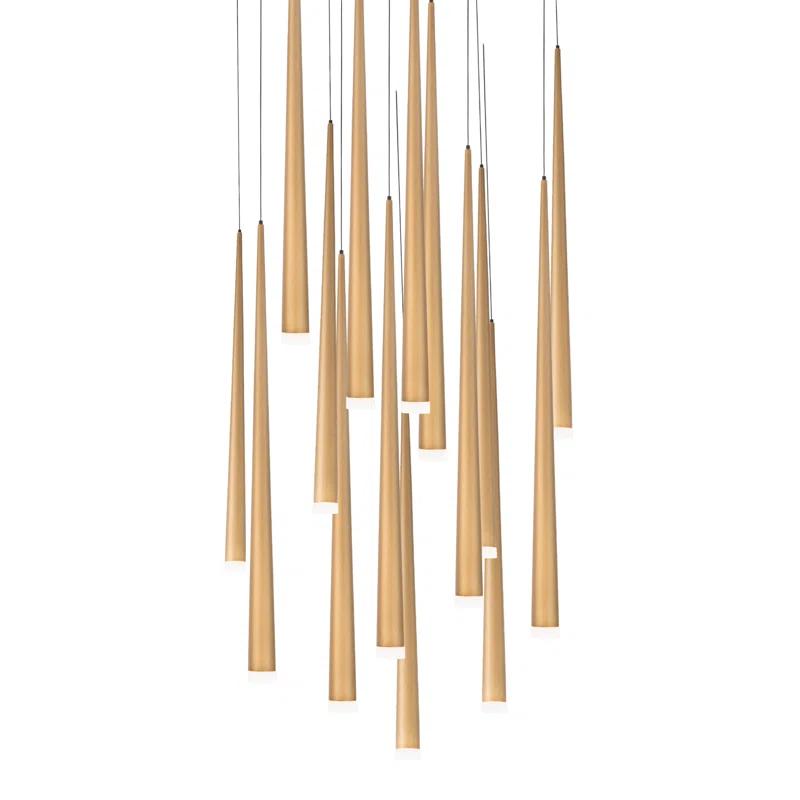 Cascade 15 - Light Aged Brass LED Cluster Pendant