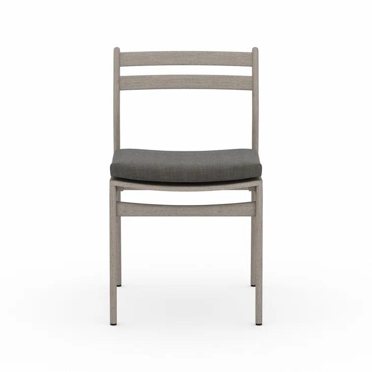 Contemporary Charcoal Teak Side Chair with UV-Resistant Cushion
