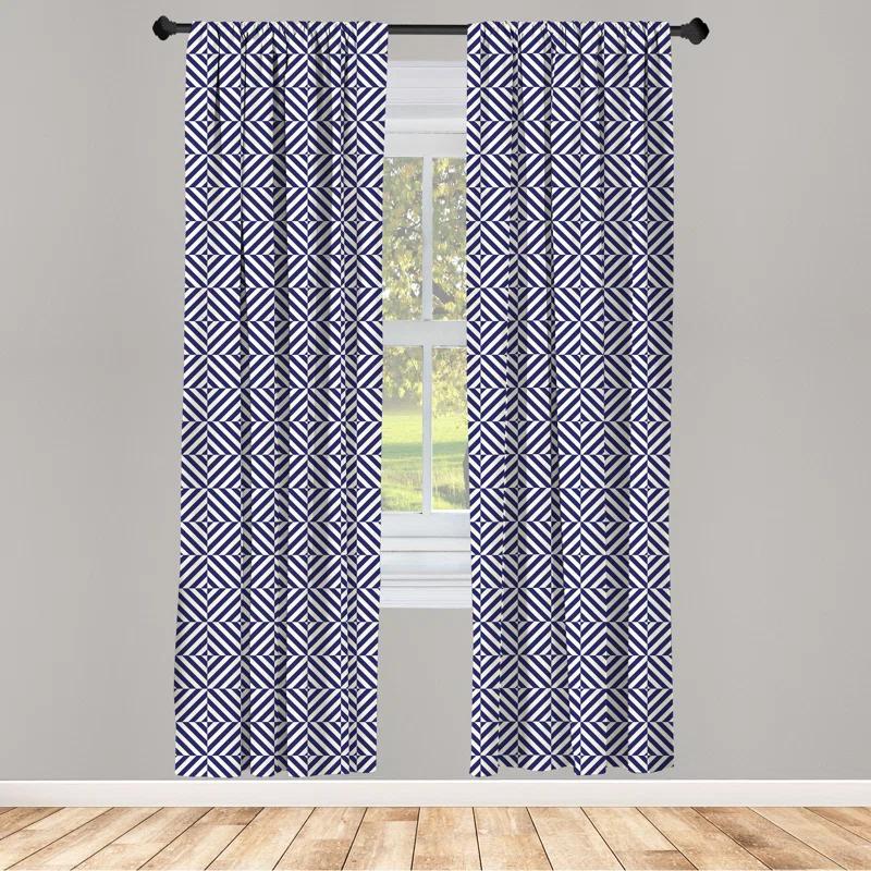 Ambesonne Geometric Semi-Sheer Rod Pocket Curtain Panels (Set of 2)