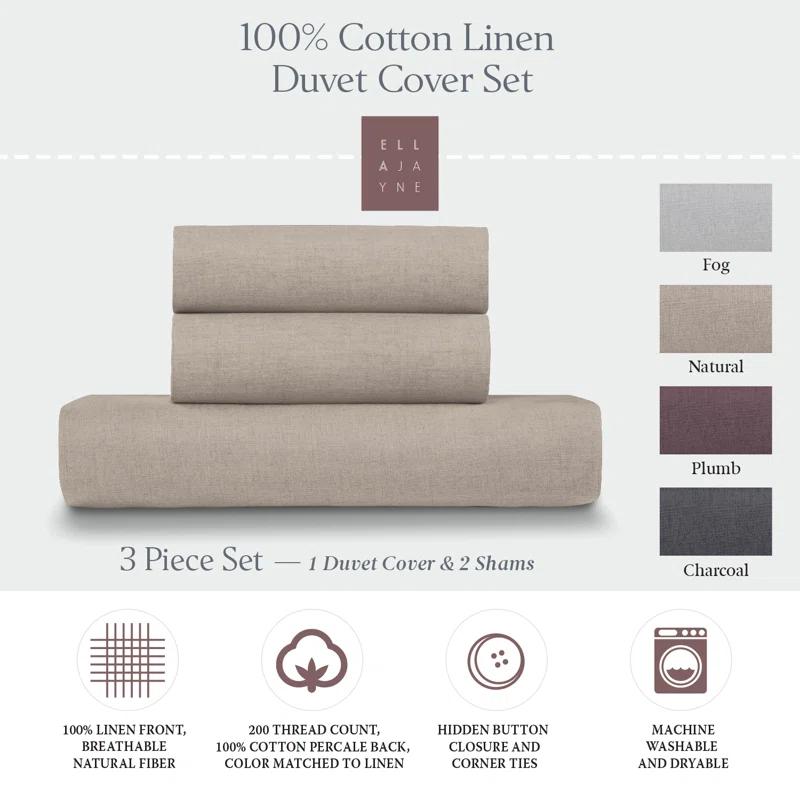 Ella Jayne Home French Linen Cotton 3-Piece Duvet Cover Set