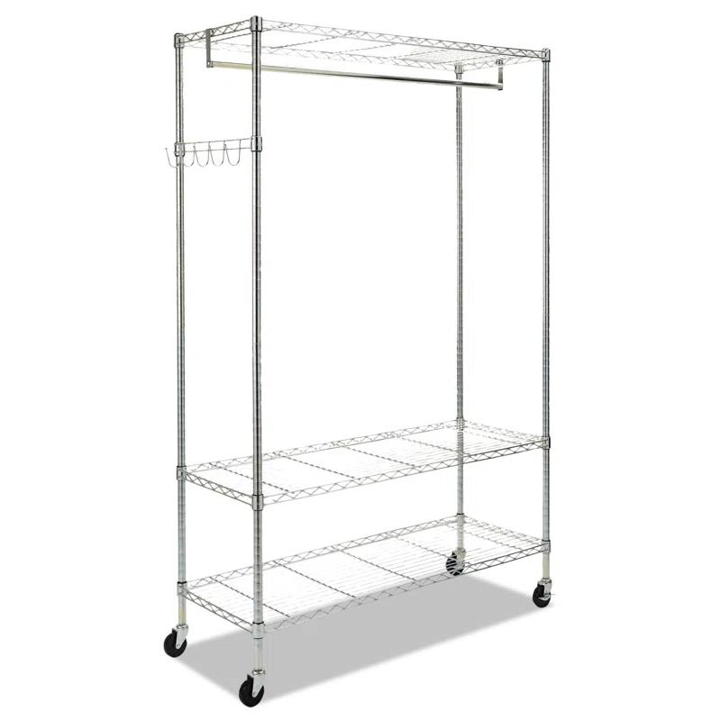 Alera® Wire Shelving Series Metal Rolling Clothing Rack