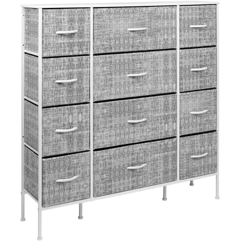 Sorbus 12 Drawers Dresser with Steel Frame and Wood Top