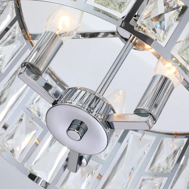 Mercer41 Kyersten 12" 3-Light Crystal Semi Flush Mount