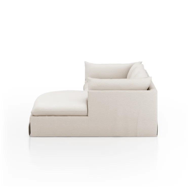 Nimbus Beige Linen 115'' Slipcover Chaise Sectional with Shelter Arms