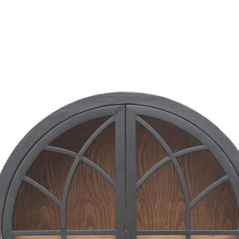 Benjara Veria Curio Wine Bar Cabinet, 2 Glass Arch Doors, Matte Black 71 Inch