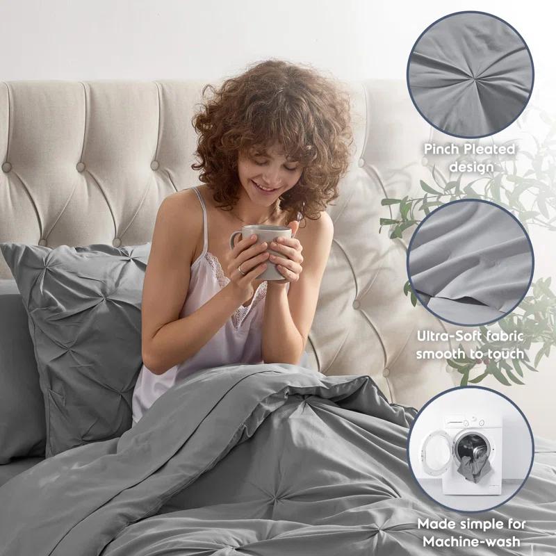 Bed-in-A-Bag Pleated Comforter Set with Bed Sheets