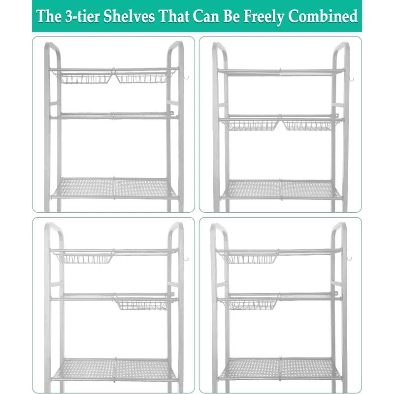 Over The Toilet Storage Shelf For Bathroom, 3-Tier Above Toilet Rack Bathroom Organizer With Adjustable Shelves And Hanging Hooks, Easy To Assemble & Space Saving, White