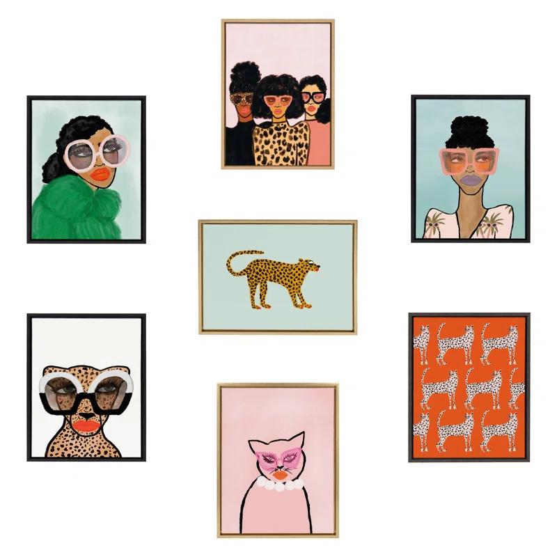 Kate and Laurel " Glam Cat V2 " by Kendra Dandy - Bouffants And Broken Hearts Painting Print