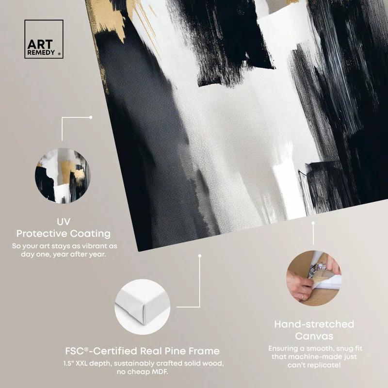 Art Remedy Lost Between Canvas Modern Black And White Abstract Art by Art Remedy