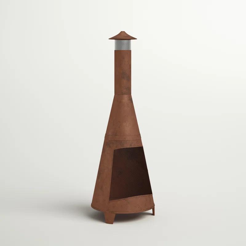 SunnyDaze Decor 70'' H x 23.5'' W 70" Rust Patina Finish Steel Wood-Burning Chiminea with Spark Screen