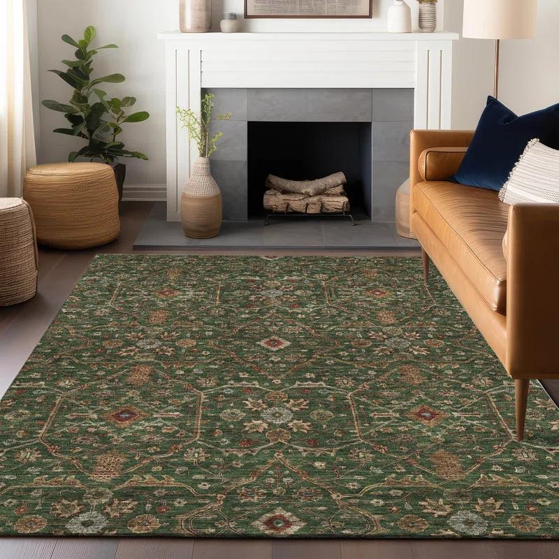 Machine Washable Indoor/Outdoor Chantille ACN1130 Emerald Rug
