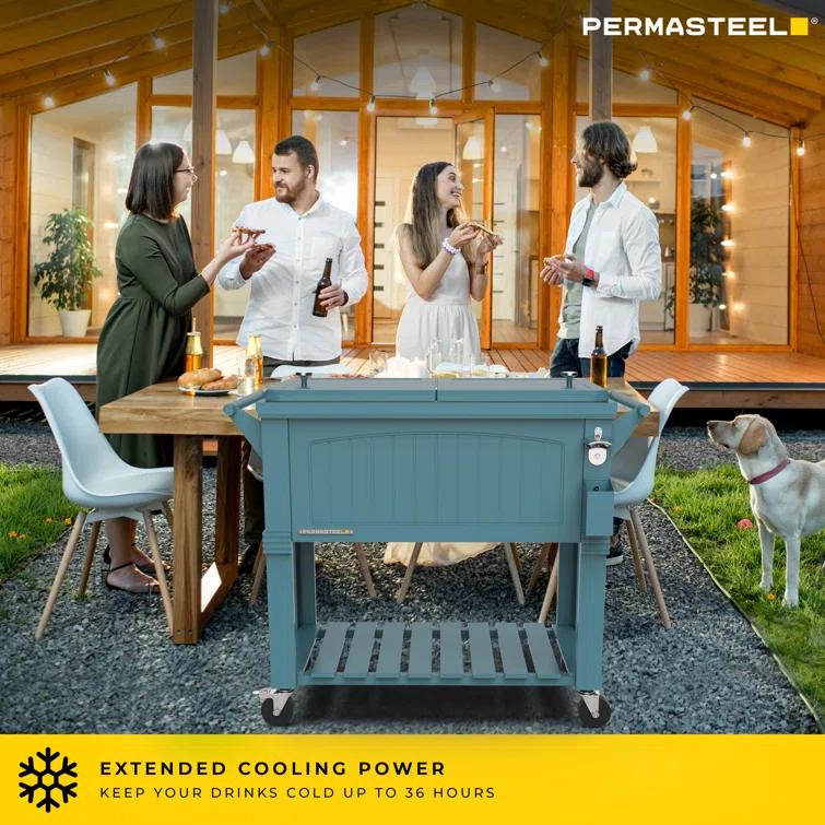 Permasteel 80 Qt. Furniture Style Rolling Patio Cooler