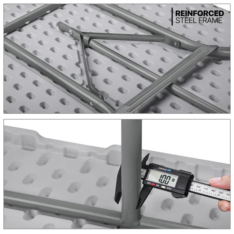 Plastic Folding Card Table, Indoor Outdoor Portable Picnic Table with Carrying Handle for Camping