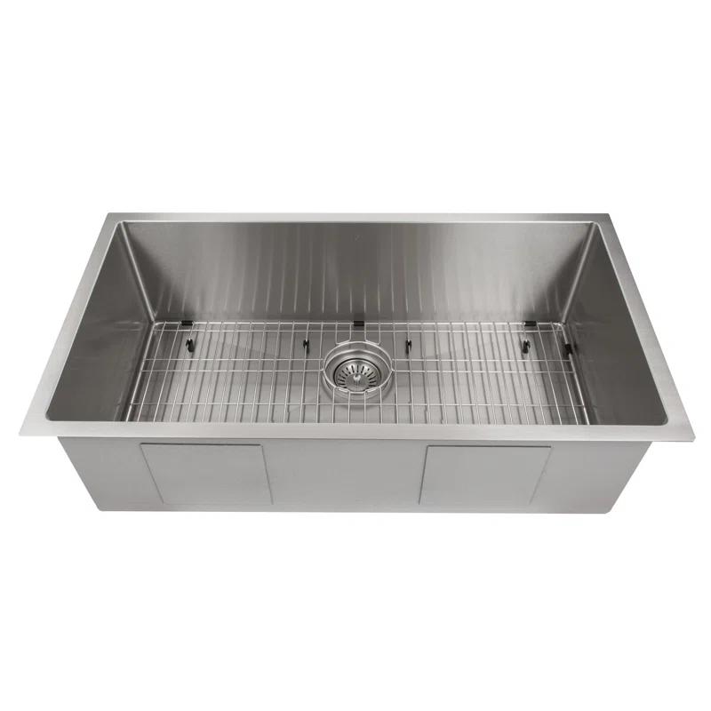 ZLINE SRS-36 ZLINE 36 in. Meribel Undermount Single Bowl Stainless Steel Kitchen Sink W/ Bottom Grid (SRS-36)
