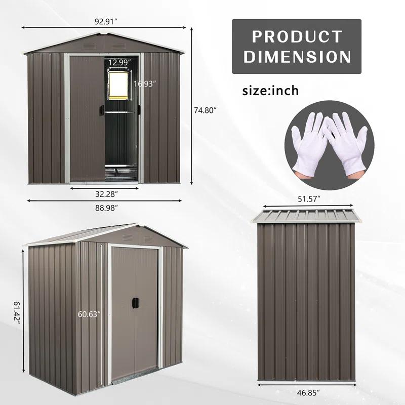 8Ft X 4Ft Outdoor Metal Storage Shed With Window