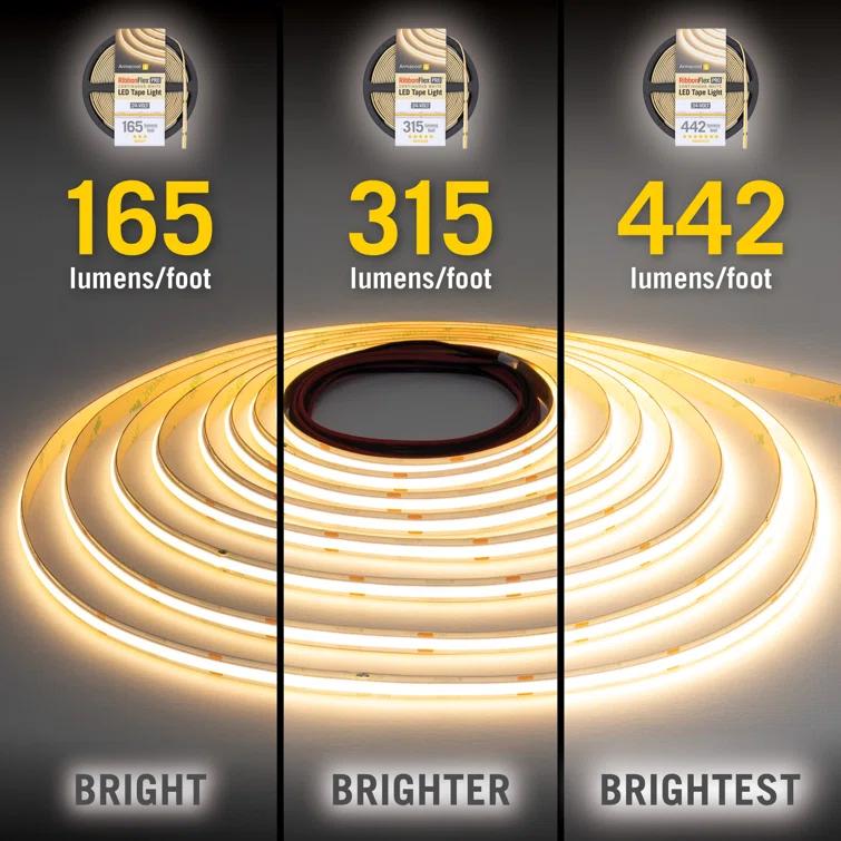 Armacost Lighting RibbonFlex Pro 24V White COB LED Strip Light Tape 3000K, 165 Lumens/Ft, 2.5M 171210
