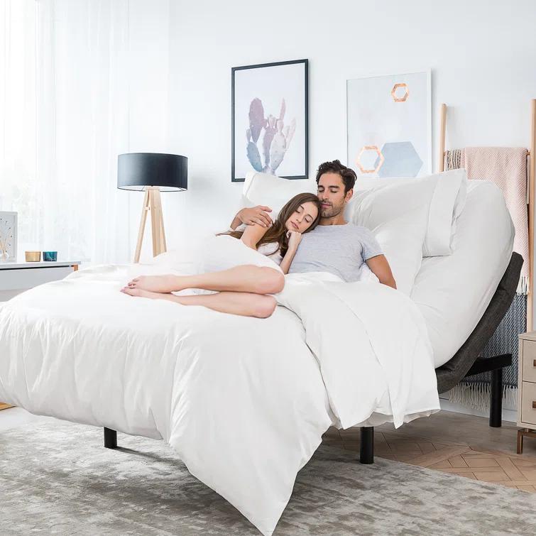 Clara Clark Clara Clark Massaging Zero Gravity, Zero Clearance Adjustable Bed with Wireless Remote, USB Ports & LED Lights