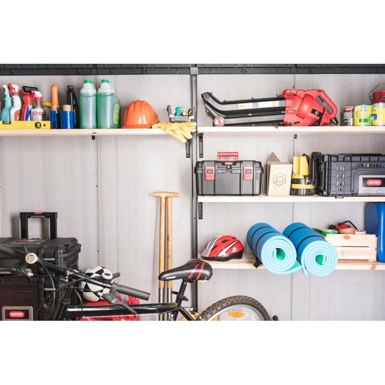 Keter Keter Artisan 11x7 ft. Modern Durable Resin Outdoor Storage Shed With Floor and Double Doors for Garden Patio Furniture and Tools, Grey