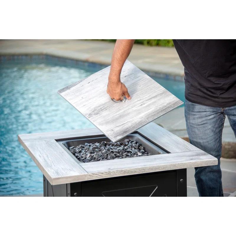 Endless Summer Mason by Endless Summer, 30" Square LP Gas Fire Table with Faux Wood Mantel