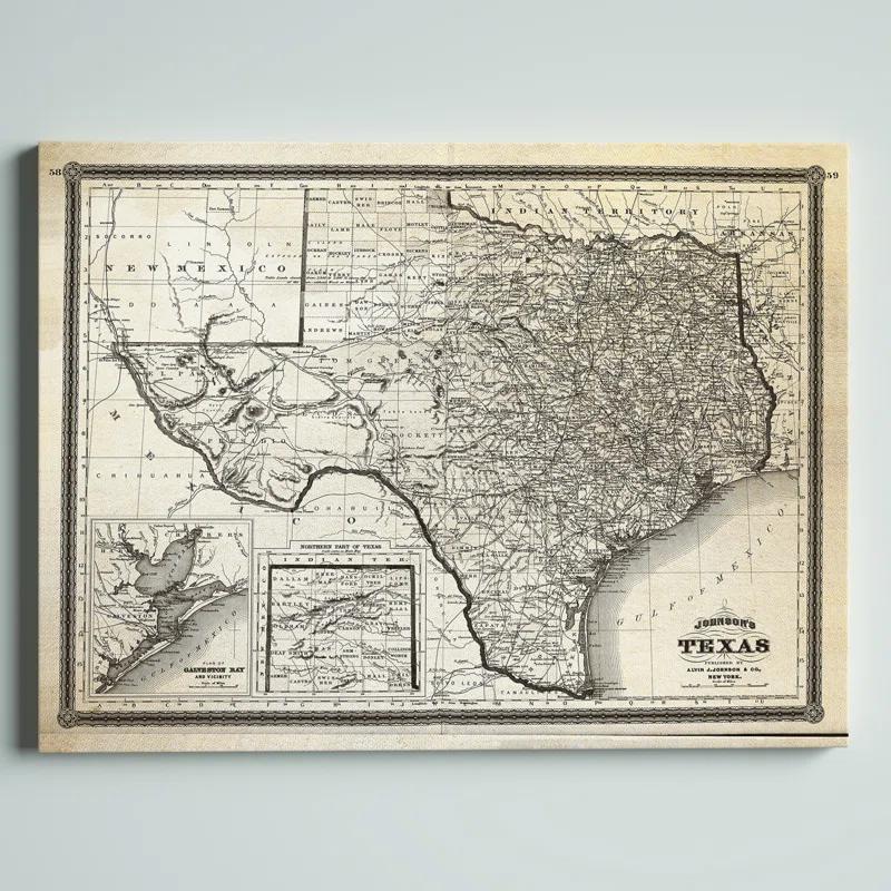 Steelside™ " Vintage Map Texas I "