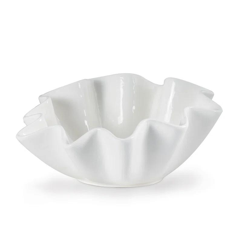 Ruffle Ceramic Bowl by Regina Andrew - White / Large