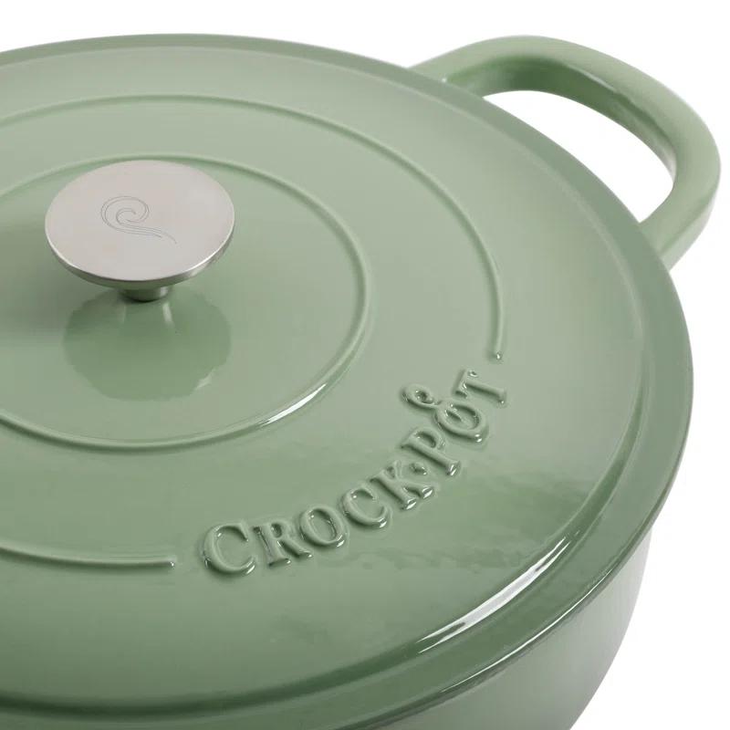 Crock-pot Crock Pot Artisan 5 Quart Round Enameled Cast Iron Braiser Pan With Self Basting Lid In Pistachio Green | Wayfair