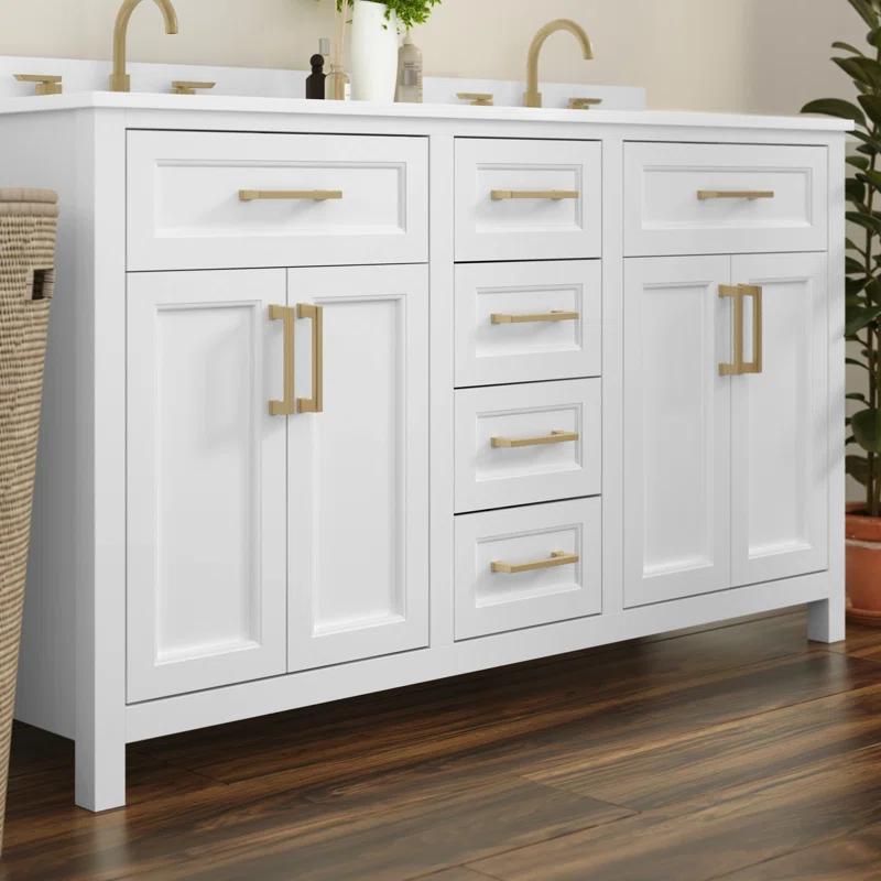 Flash Furniture Bathroom Vanity With 2 Sinks, 2 Storage Cabinets, And 6 Drawers & Reviews | Wayfair