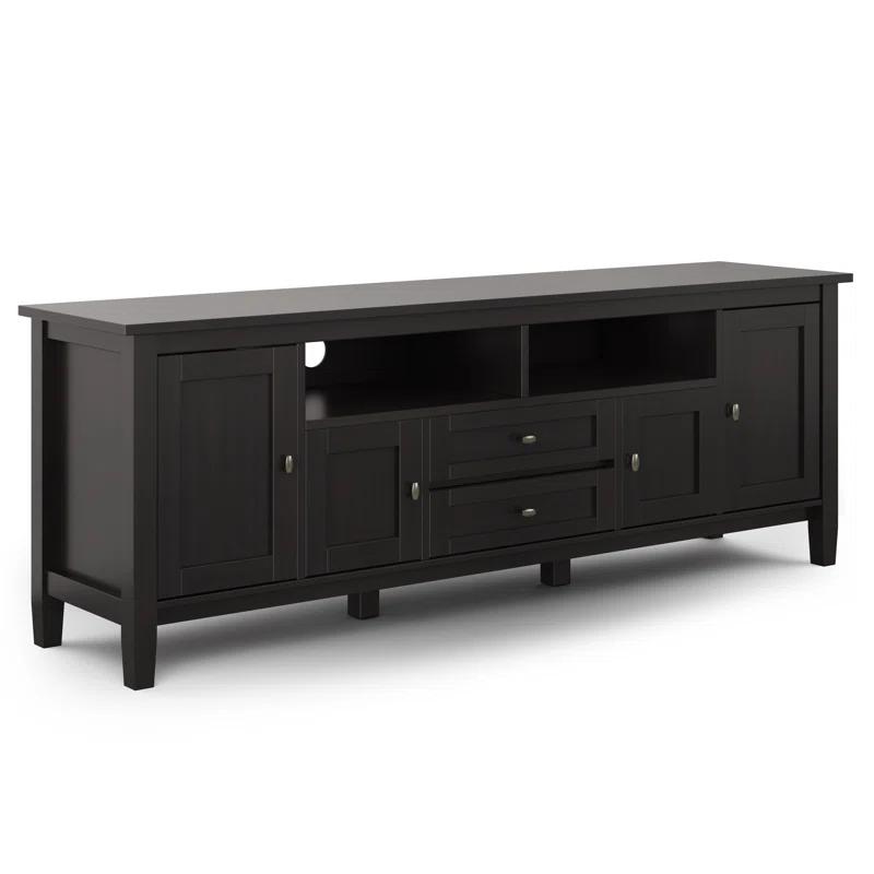 Simpli Home Warm Shaker 72"W Solid Wood TV Stand for TVs up to 80" with 4 Storage Cabinets and 2 Drawers