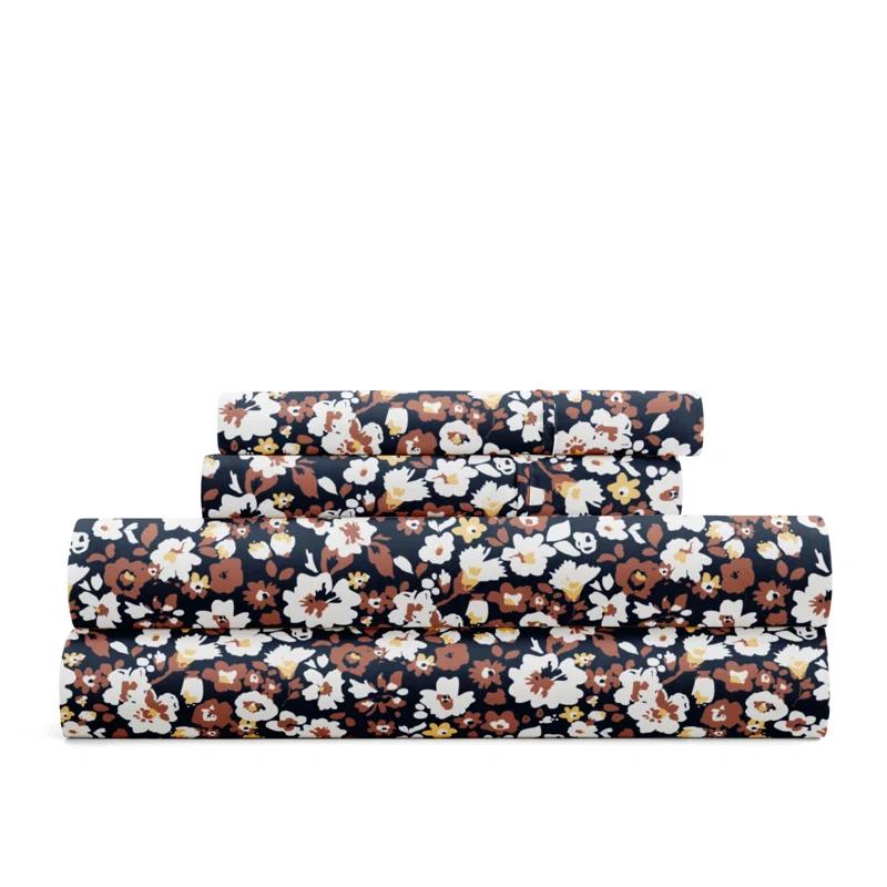 IEnjoy Home 4 Piece Sheet Set Patterned Microfiber Ultra Soft Bedding in Floral Dream