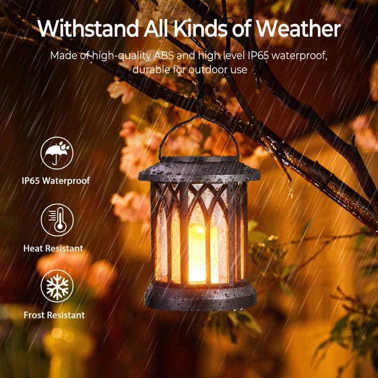 KOOPER Solar Lantern Outdoor Lights, Upgraded Flickering Candle Solar Lanterns Lights Outdoor Waterproof, Hanging Outdoor Solar Lanterns Lights, Solar Powered Lanterns For Yard Garden Decor (Set of 2)